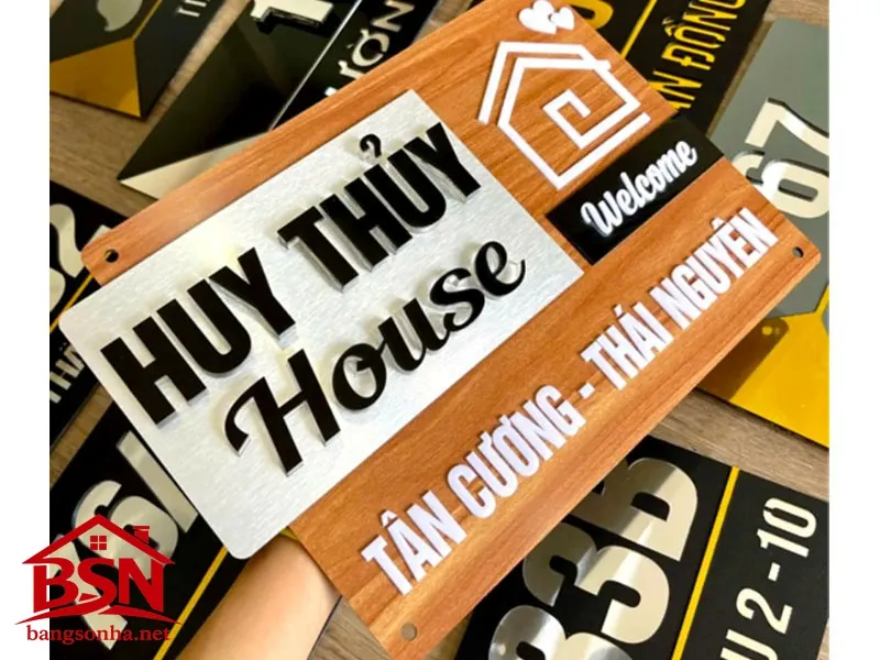 Bảng số nhà gỗ đẹp phong cách tự nhiên